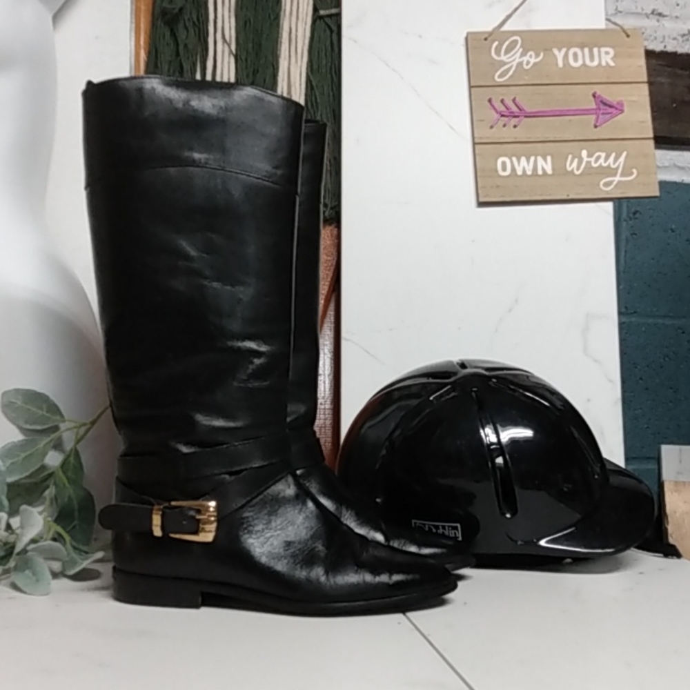 Sharp Tall Black Leather Riding Boots By Pazzo
